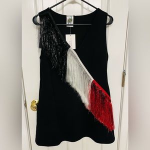 Diagonal Metallic Fringe Dress - Queen of Sparkles